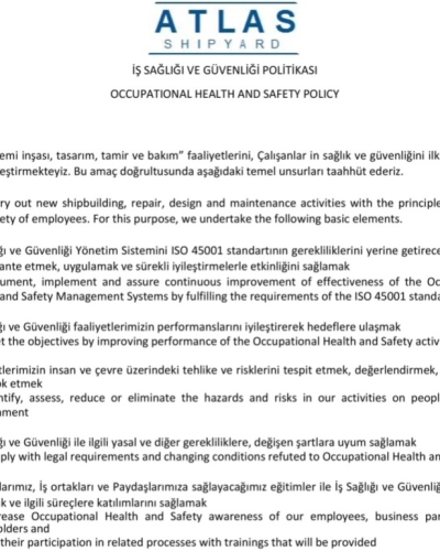 OCCUPATIONAL HEALTH AND SAFETY POLICY